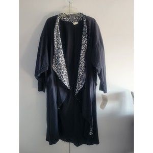 Vintage La Vie Long Full Length Open Cardigan w/Pockets &Original Tag Black Lg